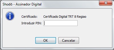 Assinador digital exibido no envio do cálculo para o PJe