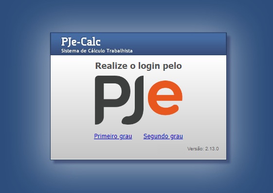 Tela de login do PJe-Calc institucional antes do acesso ao sistema